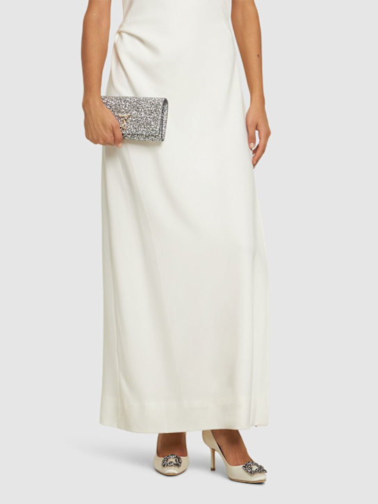 Manolo Blahnik: 70mm Hangisi satin pumps - White - women_1 | Luisa Via Roma