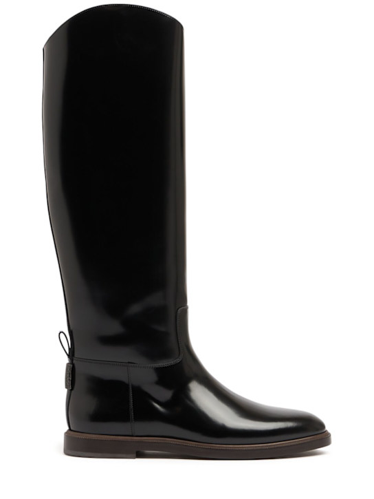 Brunello Cucinelli: 30mm Leather boots - Black - women_0 | Luisa Via Roma