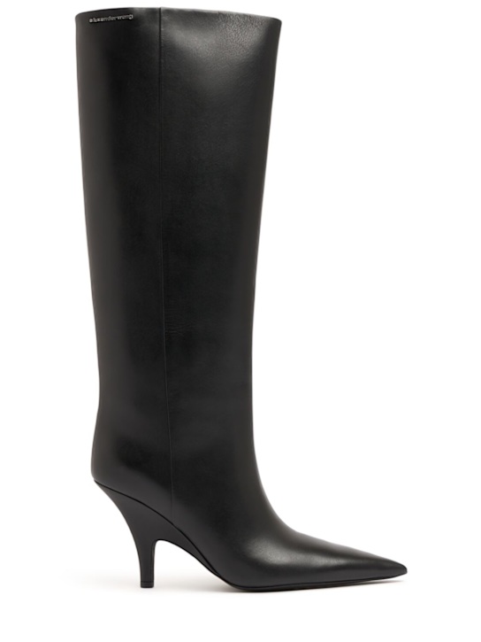 Alexander Wang: Stivaletti alti Diablo in pelle 85mm - Nero - women_0 | Luisa Via Roma