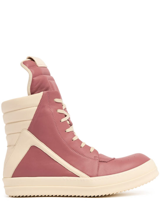 Rick Owens: Geobasket high top leather sneakers - men_0 | Luisa Via Roma
