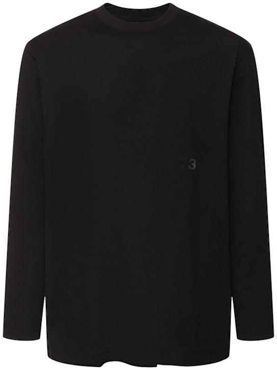 Y-3: Cotton long sleeve t-shirt - Black - men_0 | Luisa Via Roma