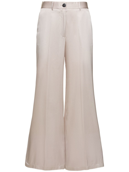 Forte_forte: Stretch heavy silk satin tailored pants - women_0 | Luisa Via Roma