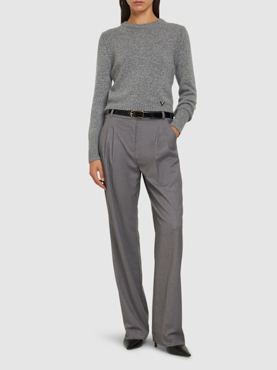 Valentino: Cashmere crewneck sweater - Grey - women_1 | Luisa Via Roma