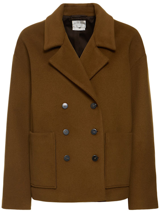 Forte_forte: Wool blend velour peacoat - women_0 | Luisa Via Roma