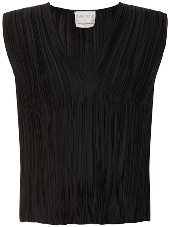 Forte_forte: Plissé poly crepe sleeveless top - women_0 | Luisa Via Roma