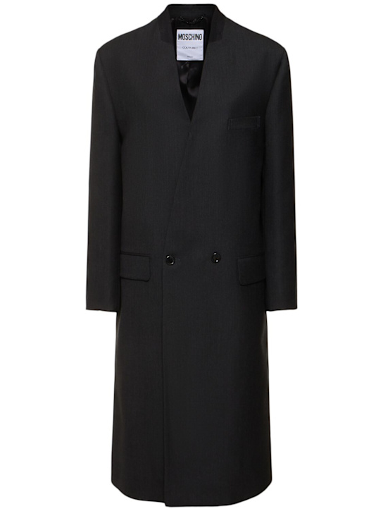 Moschino: Wool long coat - Grey - women_0 | Luisa Via Roma