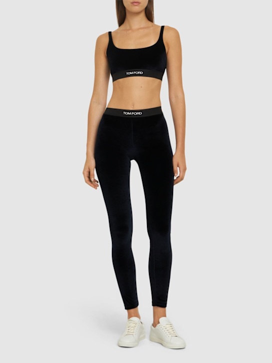 Tom Ford: Stretch signature leggings - Blue - women_1 | Luisa Via Roma