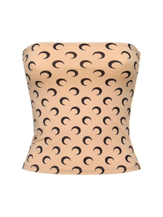 Marine Serre: Moon printed jersey strapless tube top - women_0 | Luisa Via Roma