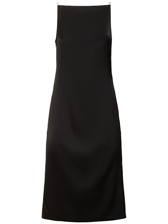 Jacquemus: Robe mi-longue en satin La Robe Spoglio - Noir - women_0 | Luisa Via Roma