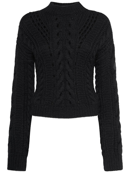 Moncler: Embroidered mohair blend sweater - women_0 | Luisa Via Roma