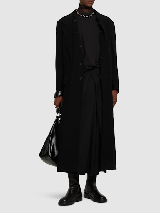 Yohji Yamamoto: Single breasted wool flannel coat - men_1 | Luisa Via Roma