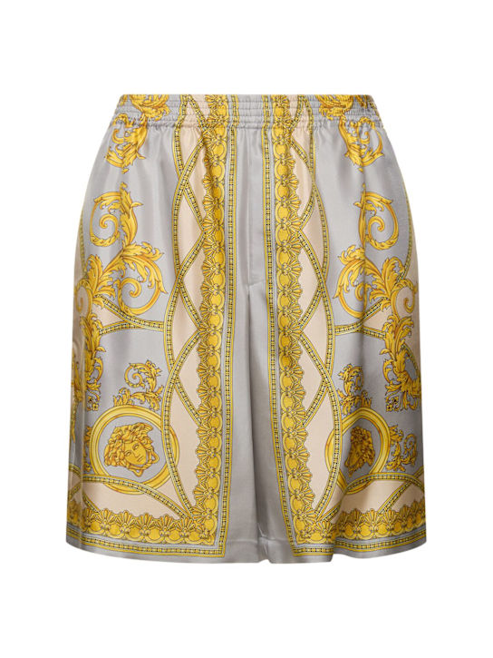 Versace: Baroque print silk shorts - men_0 | Luisa Via Roma