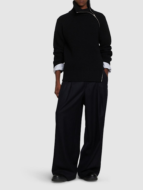 Dries Van Noten: Pilan wide leg wool pants - men_1 | Luisa Via Roma