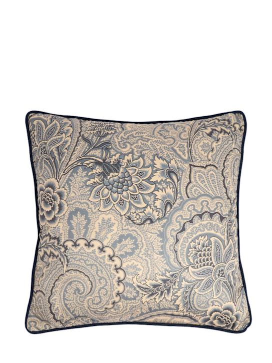 Etro: Bloom embroidered cushion - Blue - ecraft_0 | Luisa Via Roma