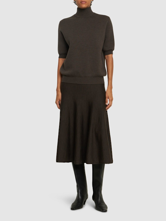 Khaite: Mayu fine wool blend knit midi skirt - women_1 | Luisa Via Roma