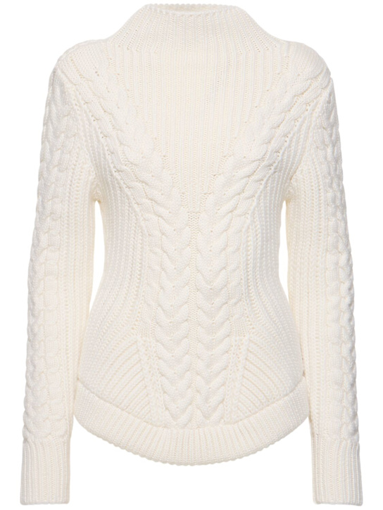 Nina Ricci: Cable knit wool turtleneck sweater - women_0 | Luisa Via Roma