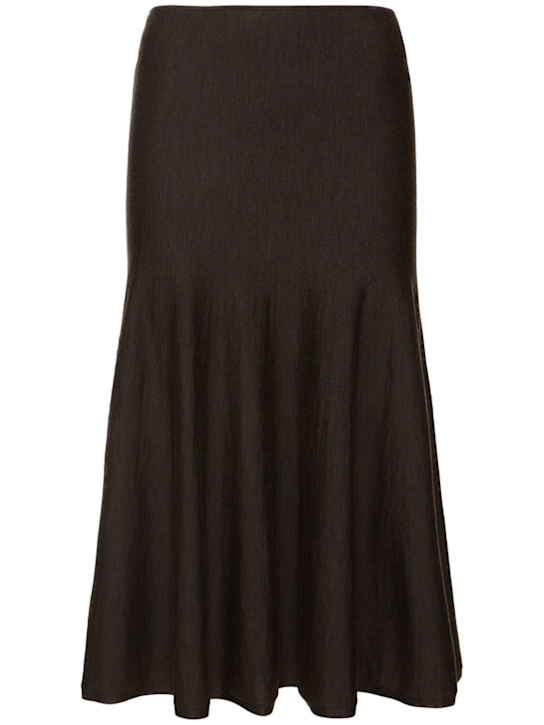 Khaite: Mayu fine wool blend knit midi skirt - women_0 | Luisa Via Roma