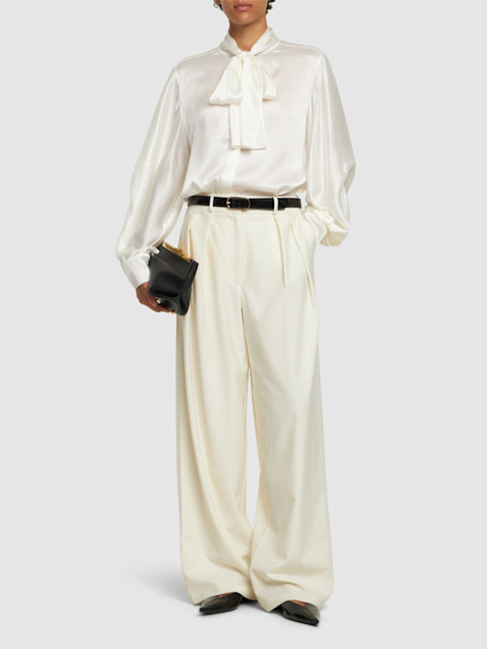 Alberta Ferretti: Bow neck satin shirt - women_1 | Luisa Via Roma