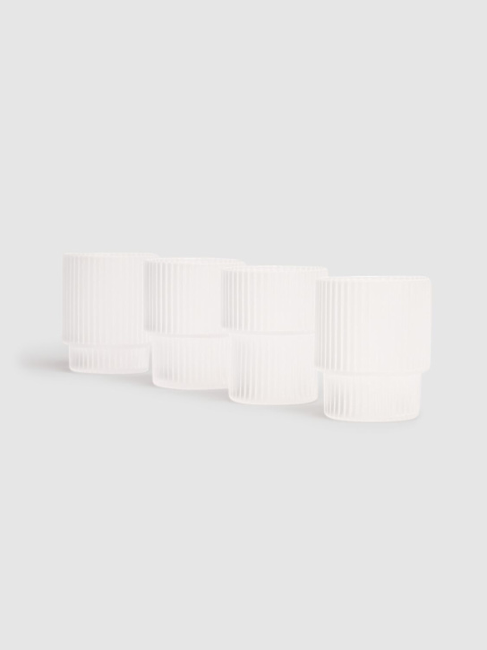 Ferm Living: Set of 4 small Ripple glasses - White - ecraft_1 | Luisa Via Roma