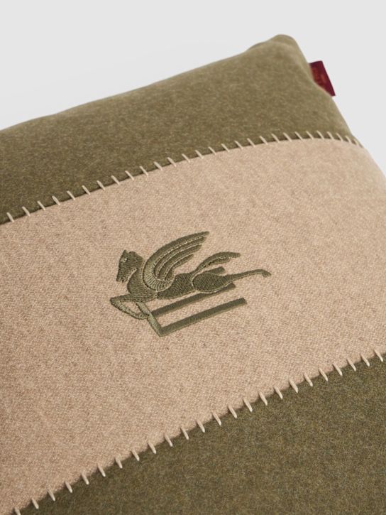 Etro: Pegaso embroidered cushion - Green - ecraft_1 | Luisa Via Roma