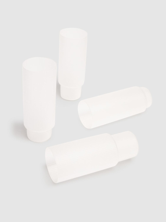 Ferm Living: Set of 4 Ripple long drink glasses - White - ecraft_1 | Luisa Via Roma