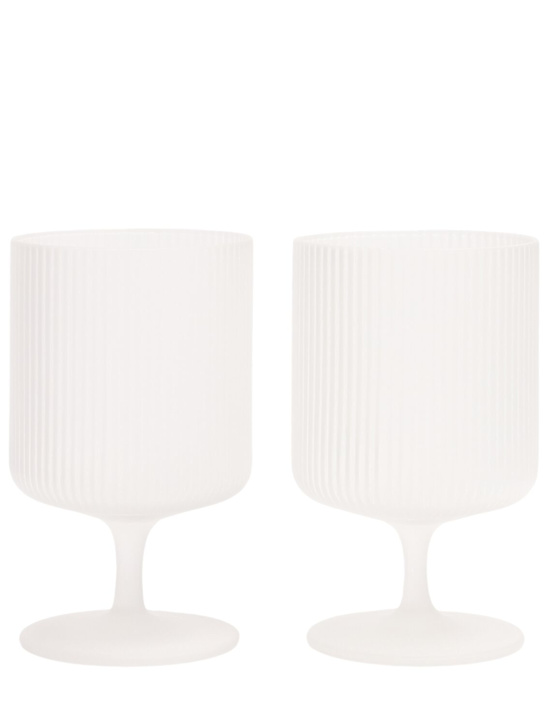 Ferm Living: Set of 2 Ripple wine glasses - White - ecraft_0 | Luisa Via Roma