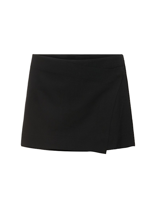 St. Agni: Stretch wool wrap shorts - Black - women_0 | Luisa Via Roma