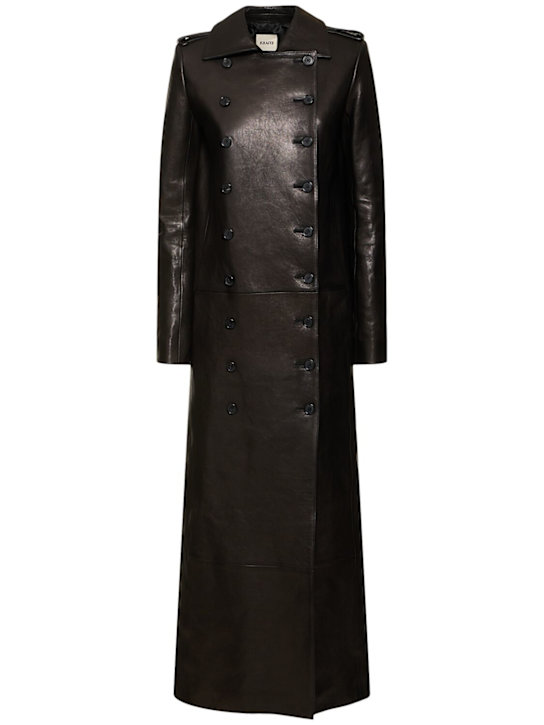 Khaite: Mallory long leather coat - Black - women_0 | Luisa Via Roma