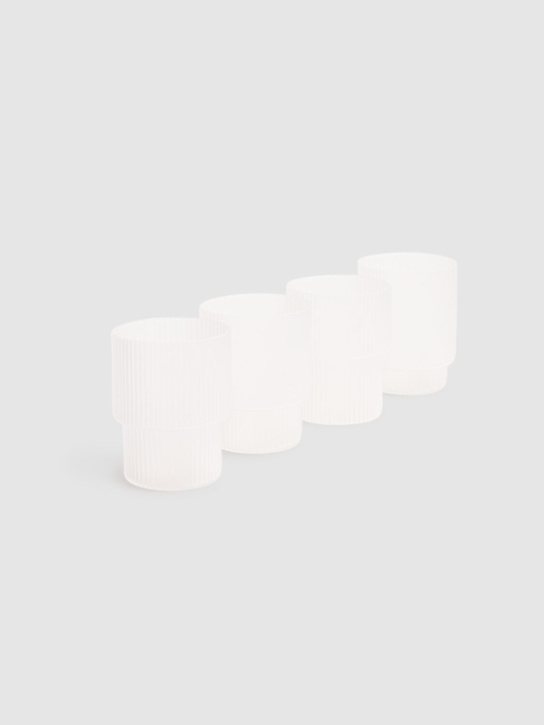 Ferm Living: Set of 4 Ripple glasses - White - ecraft_1 | Luisa Via Roma