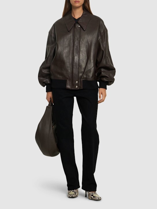 Khaite: Shelman leather jacket - women_1 | Luisa Via Roma