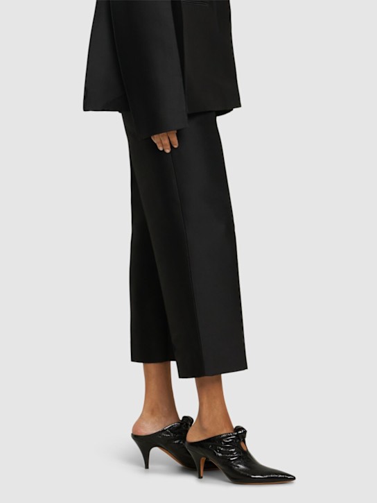 Khaite: 75mm Rowan crinkled leather mules - Black - women_1 | Luisa Via Roma