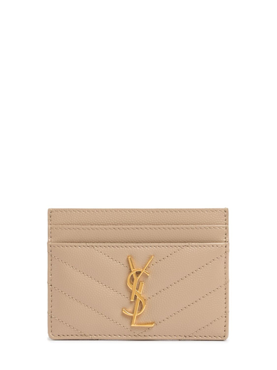 Saint Laurent: YSL credit card holder - Dark Beige - women_0 | Luisa Via Roma