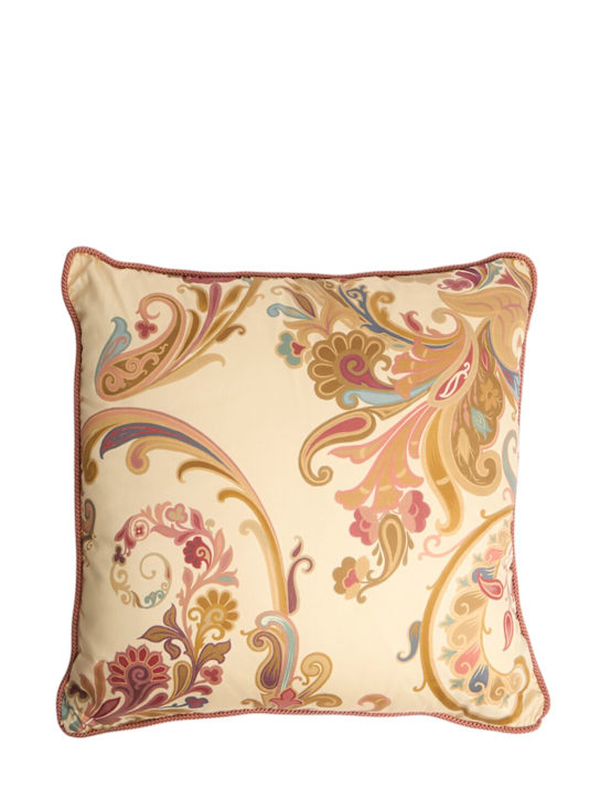 Etro: Kentia embroidered cushion - Beige - ecraft_0 | Luisa Via Roma