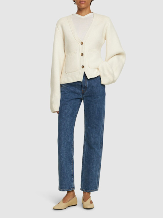 Khaite: Abigail high rise straight jeans - Blue - women_1 | Luisa Via Roma