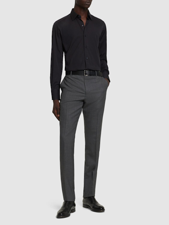 Tom Ford: Cotton poplin slim fit shirt - Black - men_2 | Luisa Via Roma