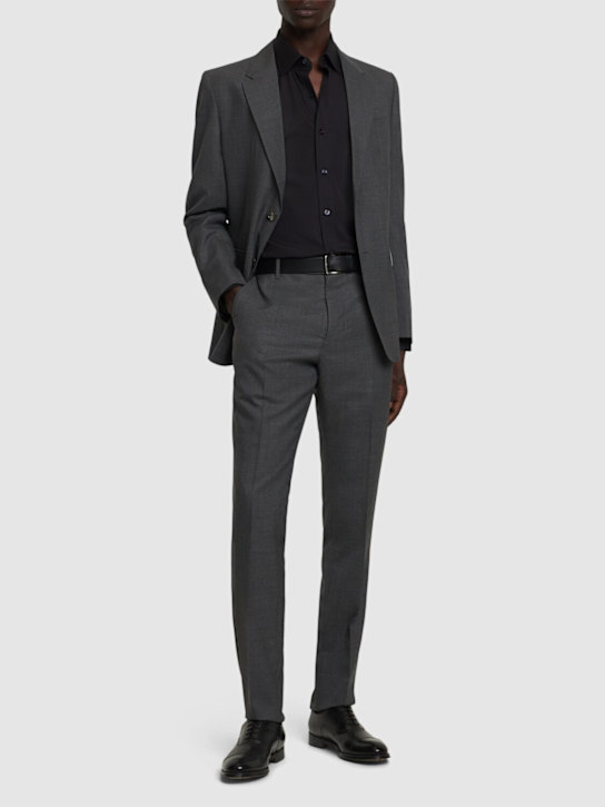 Tom Ford: Cotton poplin slim fit shirt - Black - men_1 | Luisa Via Roma