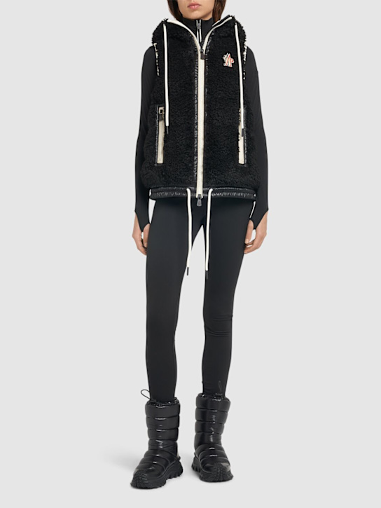 Moncler Grenoble: Padded teddy zip-up down vest - women_1 | Luisa Via Roma