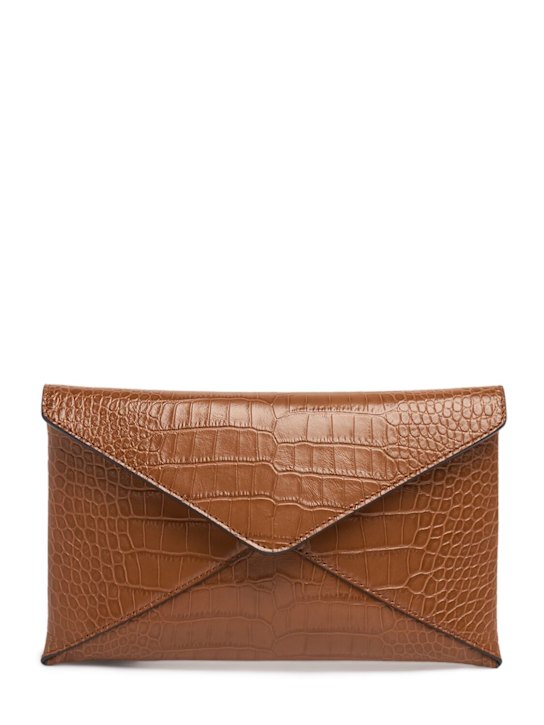 Michael Kors Collection: Mia Envelop shiny croc embossed clutch - women_0 | Luisa Via Roma