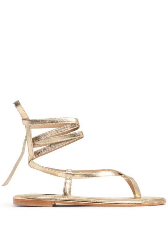 A.EMERY: Sandalias de piel metalizada 10mm - Oro - women_0 | Luisa Via Roma