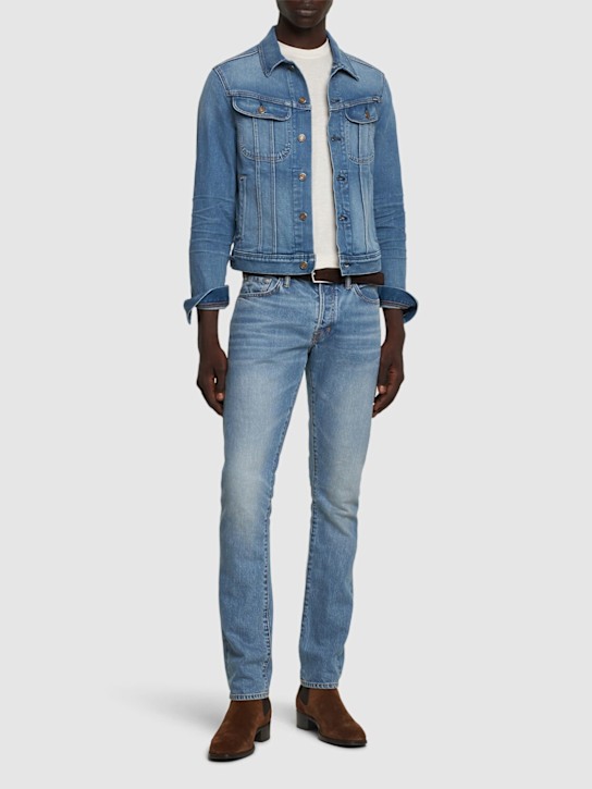 Tom Ford: Broken denim twill jacket - men_1 | Luisa Via Roma
