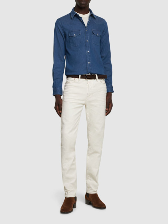 Tom Ford: Camicia western in denim washed - Navy - men_1 | Luisa Via Roma