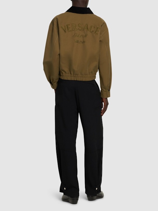 Versace: Double cotton zip-up jacket - men_1 | Luisa Via Roma