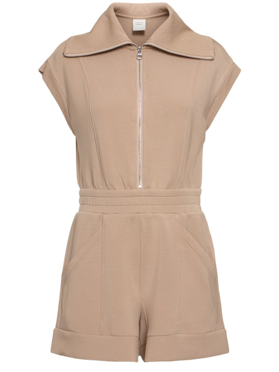 Varley: Pamela zip-up playsuit - Light Taupe - women_0 | Luisa Via Roma