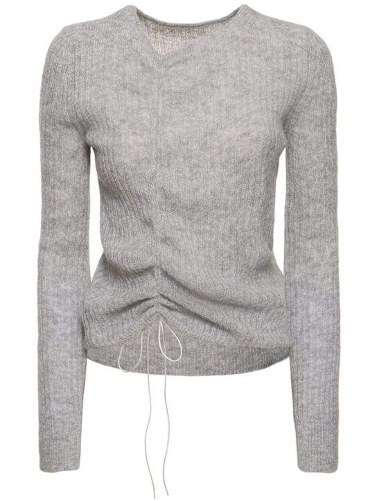 Cecilie Bahnsen: Ussi wool blend sweater w/ drawstring - Grey - women_0 | Luisa Via Roma