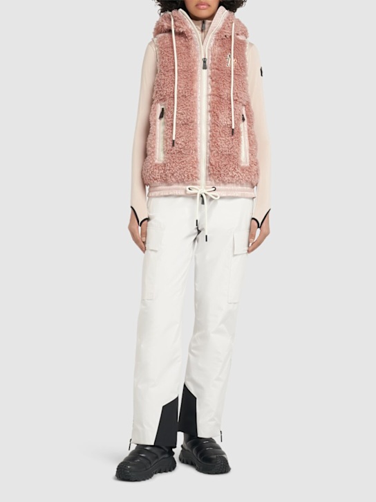 Moncler Grenoble: Padded teddy zip-up down vest - women_1 | Luisa Via Roma