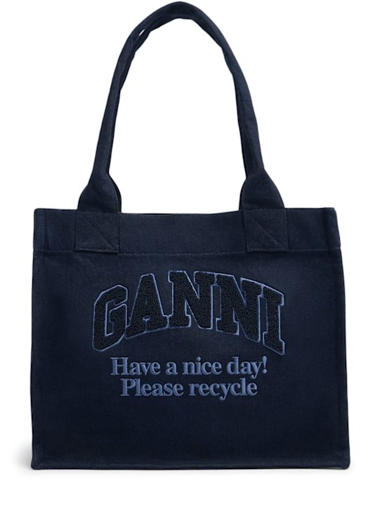 GANNI: Large Easy Shopper canvas bag - women_0 | Luisa Via Roma