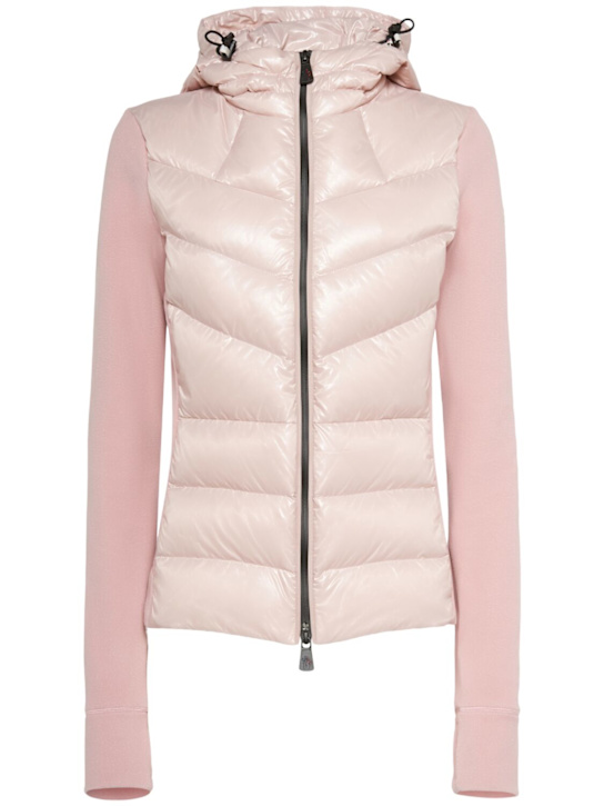 Moncler Grenoble: Zip-up nylon down cardigan - Pink - women_0 | Luisa Via Roma