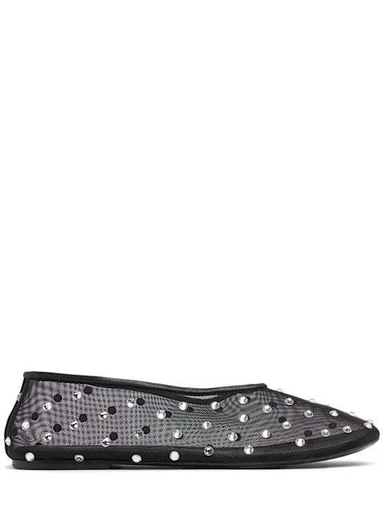 Khaite: 5mm Marcy embellished mesh flat shoes - Black - women_0 | Luisa Via Roma