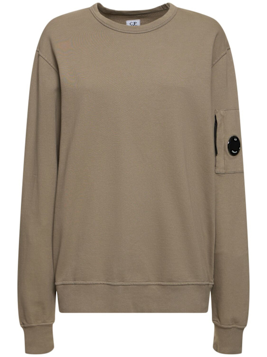 C.P. Company: Light fleece crewneck sweatshirt - Walnut - women_0 | Luisa Via Roma