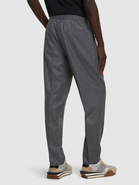 Brunello Cucinelli: Wool flannel jogger pants - Grey - men_2 | Luisa Via Roma